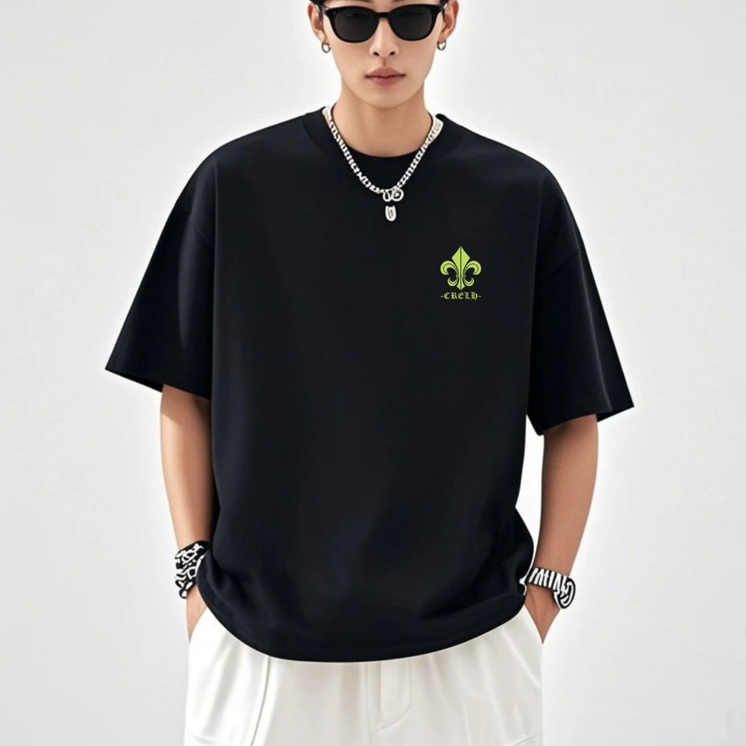 夏季短袖修身型纯棉T恤男装圆领印花港风情侣男士