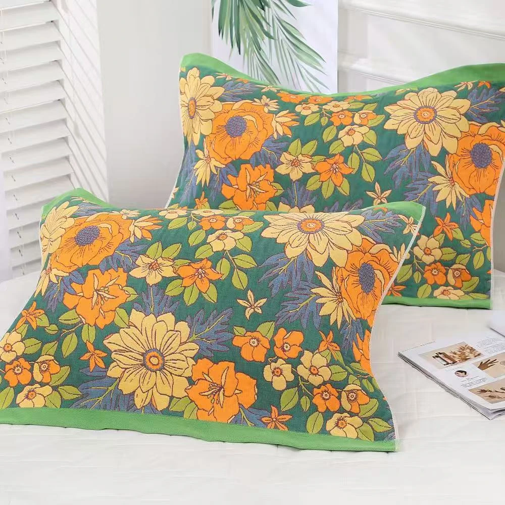 【复古纯棉枕巾清仓，一对装】52*78六层纱布枕巾，成人枕巾