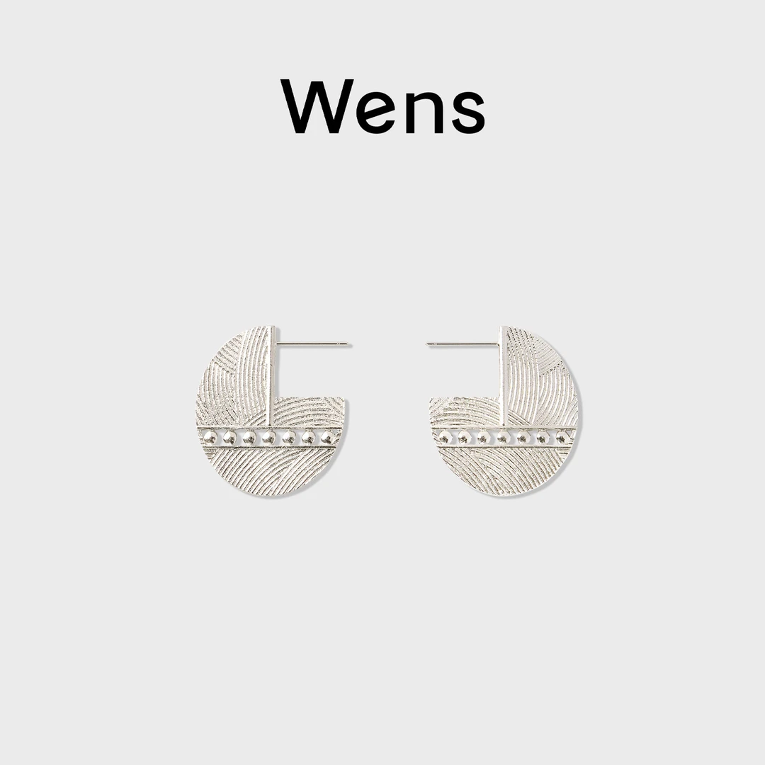 Wens/吻斯 铜合金耳饰 镂空编织造型小款耳环小众设计金色百搭