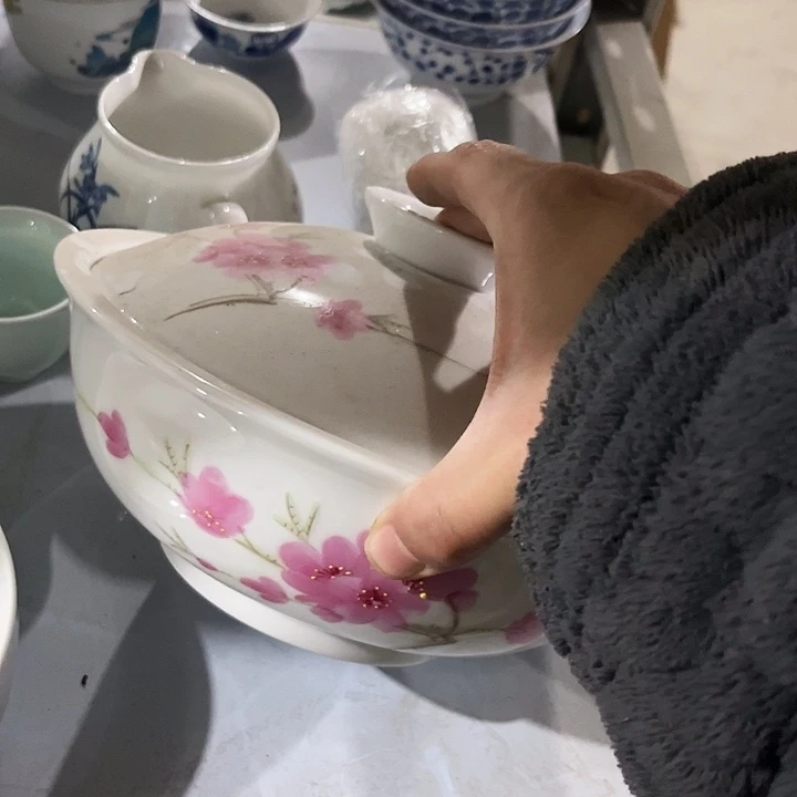 碗手绘品锅一个陶瓷陶瓷