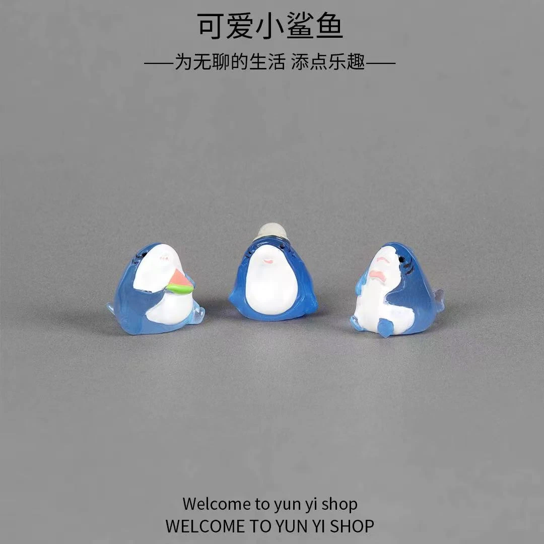 微景观创意可爱夜光小鲨鱼diy装饰小摆件