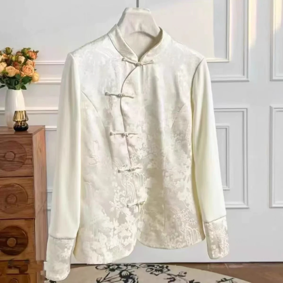 时尚新中式复古设计感立领气质百搭显瘦衬衫2024D4887彤彤