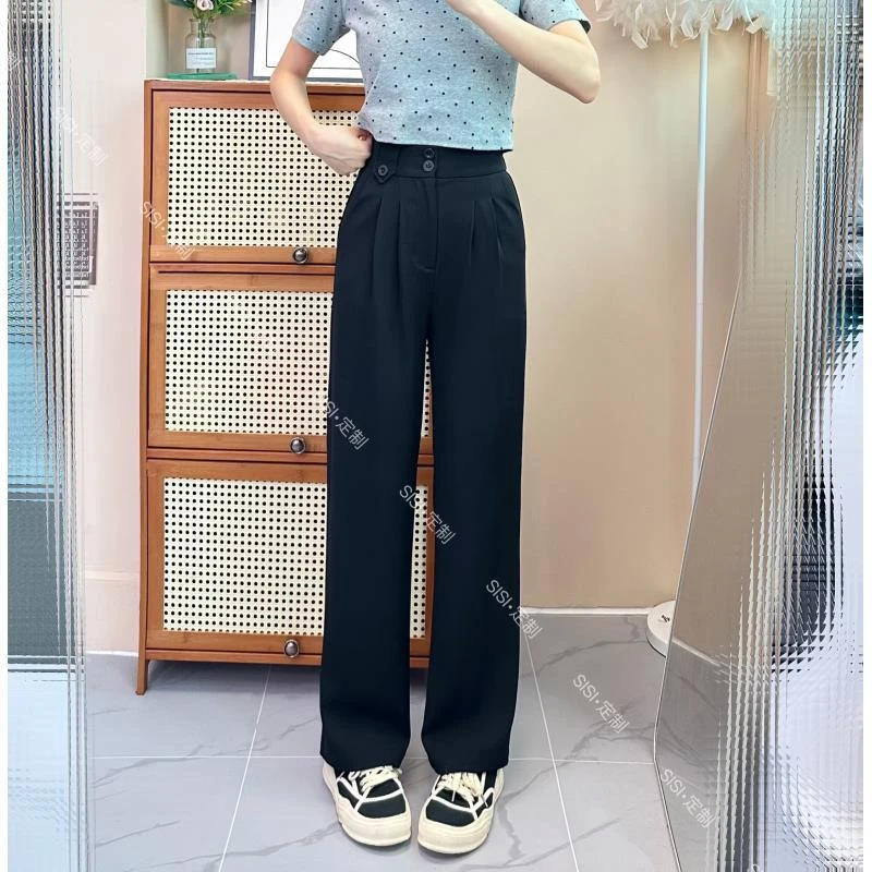 [清货款]夏季垂感小个子直筒休闲西装裤阔腿裤女宽松