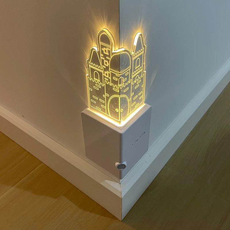 智能感应墙角夜灯城堡麋鹿充电式氛围卧室床头灯过道起夜睡眠护眼