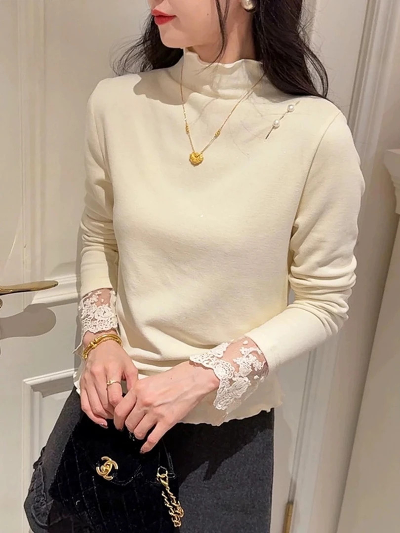 打底衫女款爆款2025新款高质量设计感精致花边打底衫女内搭可外穿