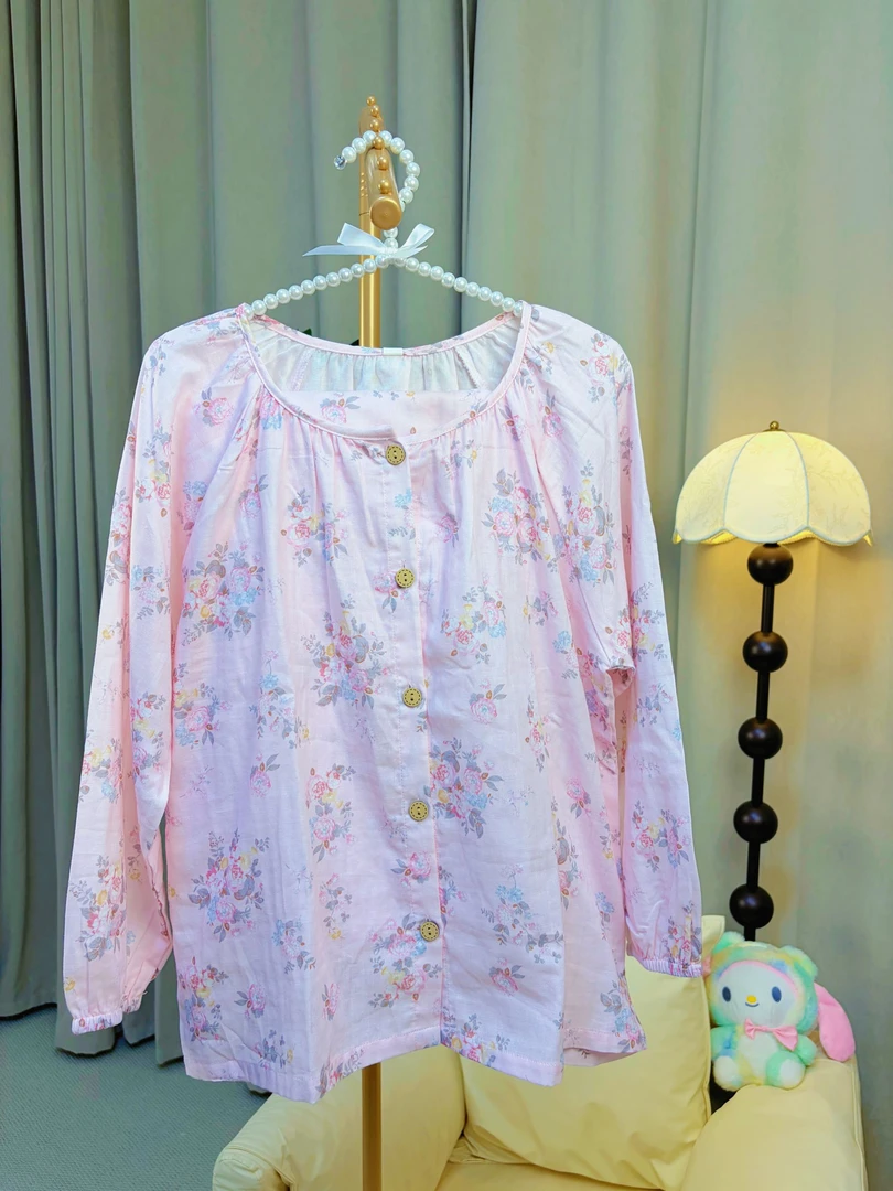 秋季女士长袖睡衣可外出小众纯棉家居服套装7329
