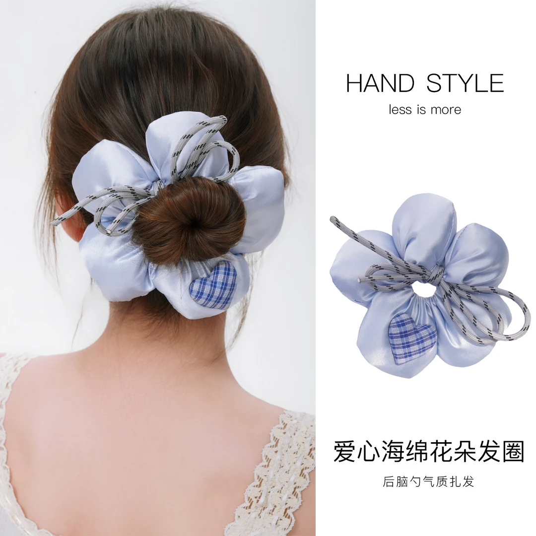 大号抽绳蝴蝶结花朵发圈2025新款头绳女爱心发绳扎丸子头皮筋发饰