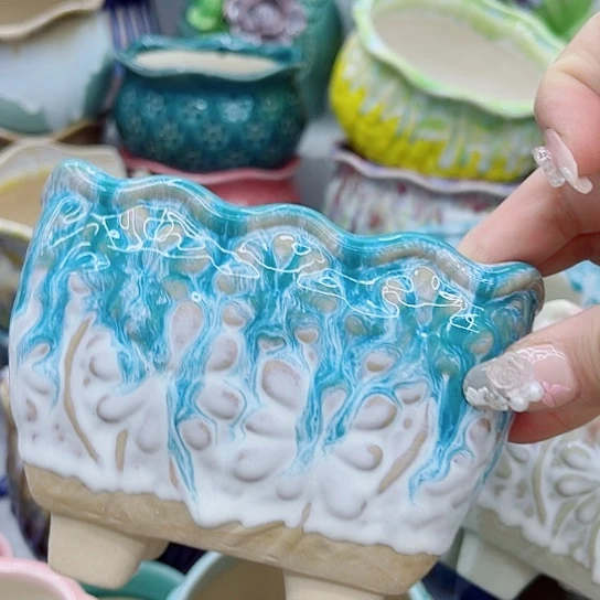 多肉绿植陶瓷花盆9.9包邮，有空