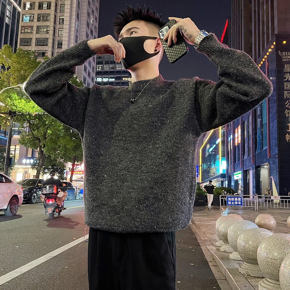 满天星加厚毛衣男高级感潮牌内搭线衣打底衫秋冬季新款休闲针织衫