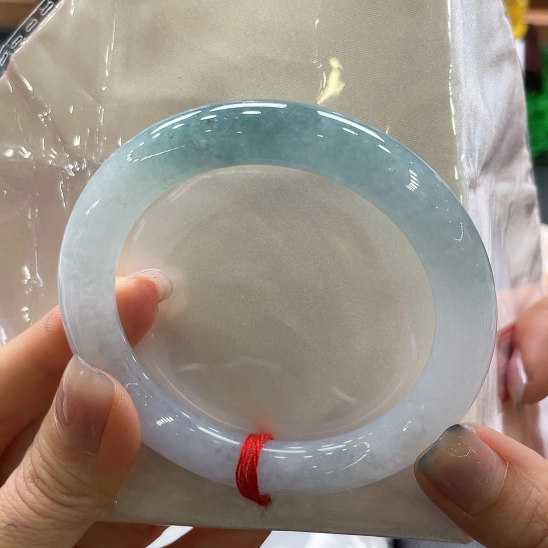 翡翠手镯未镶嵌半山水59.5圆条