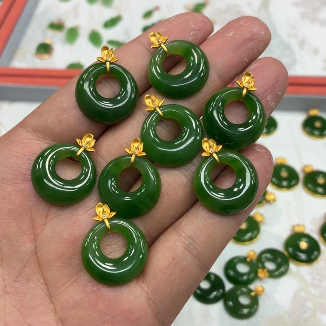 和田玉18K金镶嵌颈饰多样性发货拍一发一