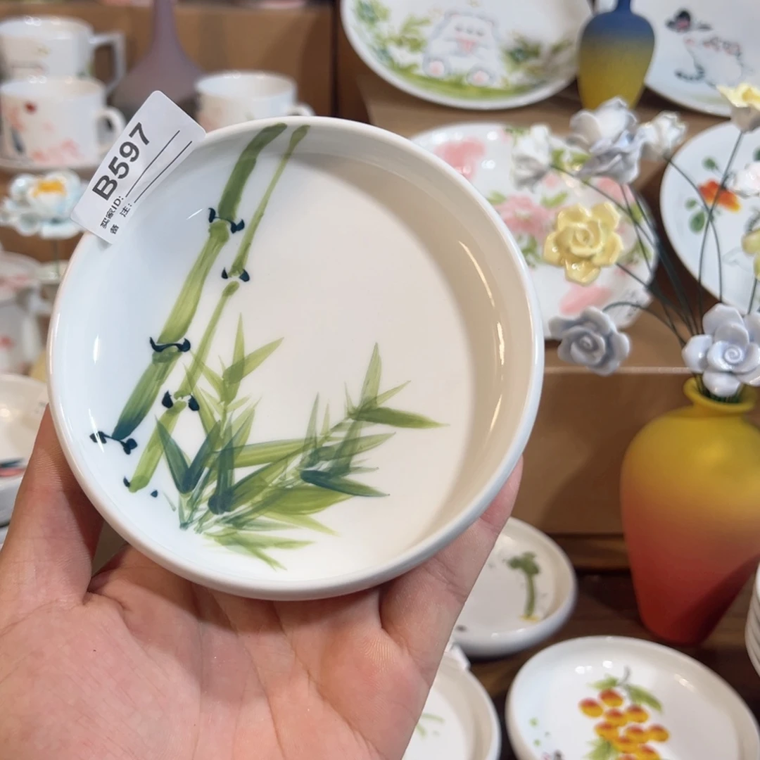 景德镇手工手绘陶瓷4.6寸小圆碟
