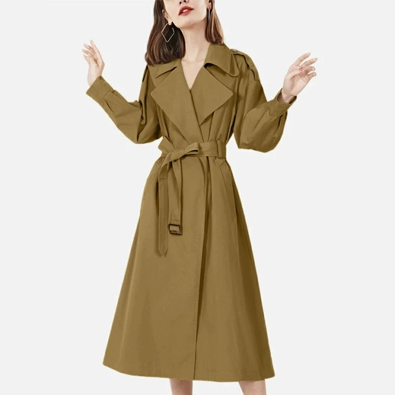 8237宽松慵懒风衣女气质春装新款正品爆款长款轻奢外套显瘦显高