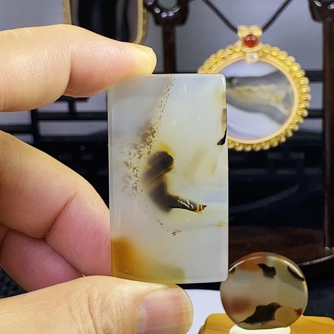 合成碳硅石非金属时尚图纹画面石饰品