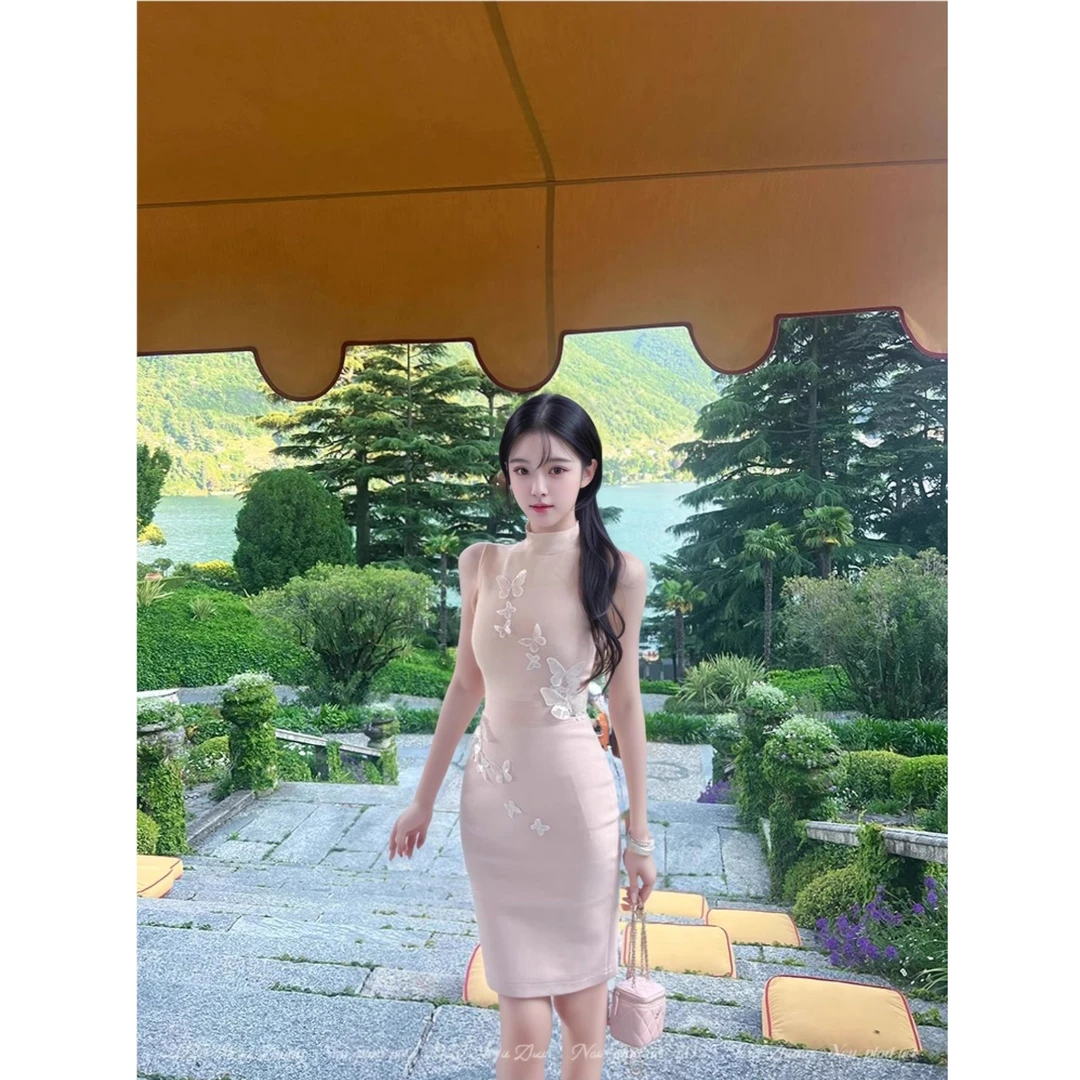 夏季新款名媛风连衣裙女修身新中式中长款女气质修身包臀裙高级感