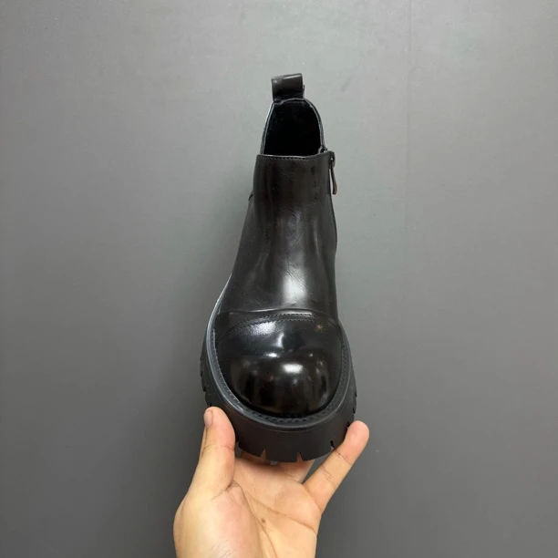 05-72高端品质男鞋男士时尚休闲百搭真皮潮流厚底英伦风复古高帮