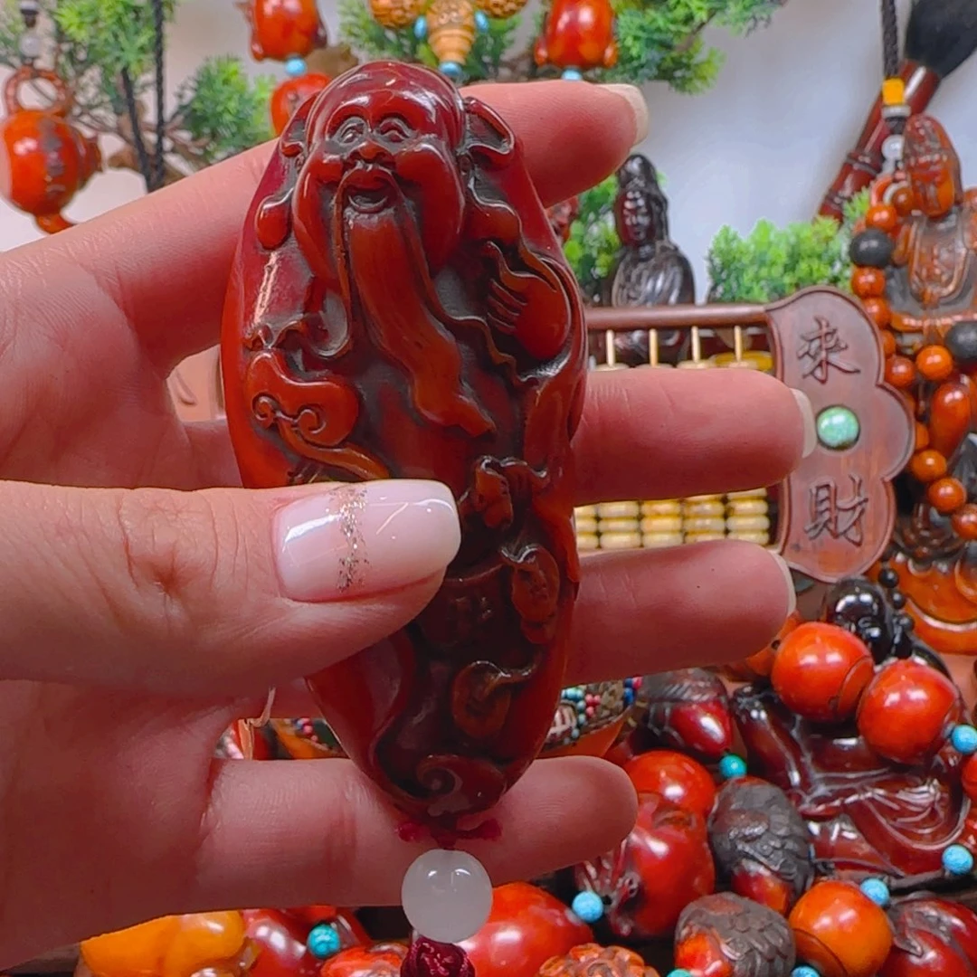 琥珀裸石未镶嵌手把