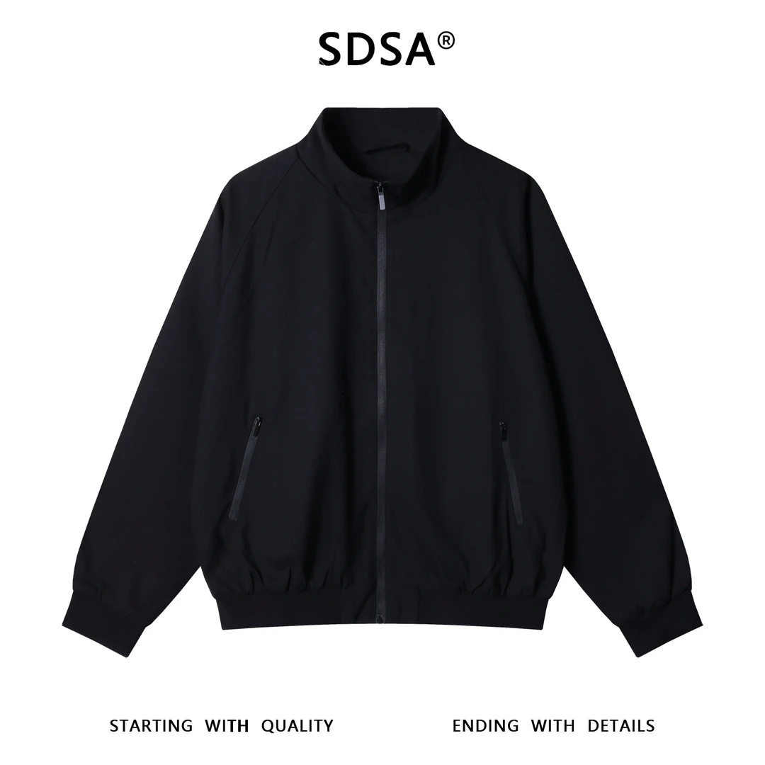 SDSA男士秋冬新款痞帅男装老钱风拉链口袋开衫立领卫衣复古外套