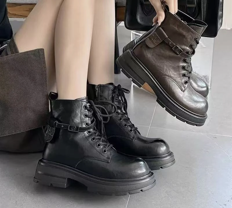 W858-8时装靴女鞋冬季新款时尚休闲粗跟中跟后拉链 薄绒