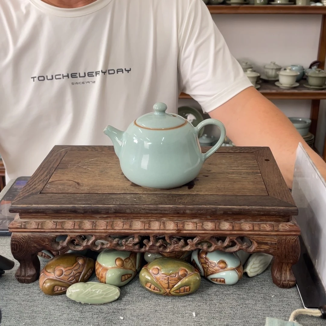 瓷片天青釉葫芦壶