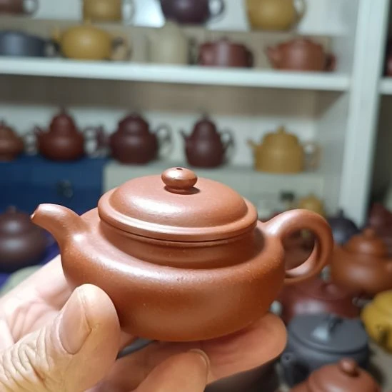 紫砂茶壶原矿红降坡粗砂仿古130cc半手工