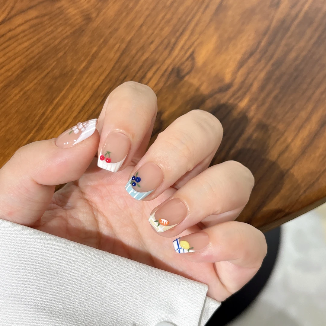 【水果派对】高级感显白多巴胺法式水果立体造型纯手工穿戴甲