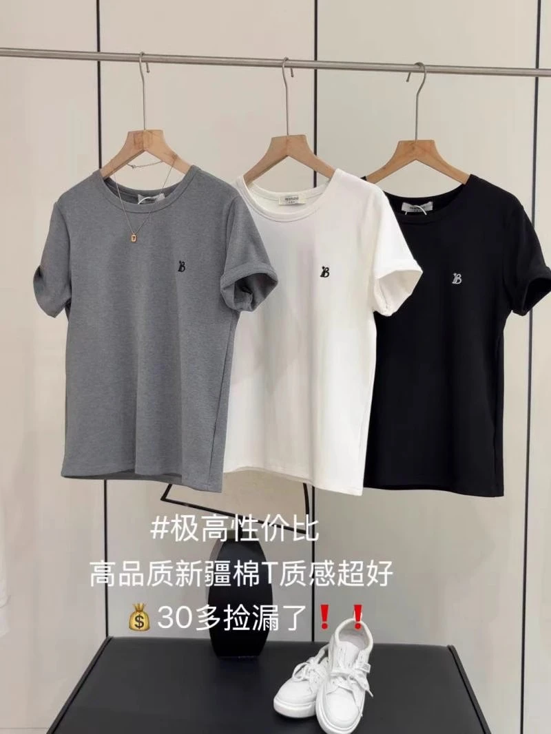 TX5003 春款R*S家 字母小刺绣设计正肩巨显瘦短袖体恤女 58