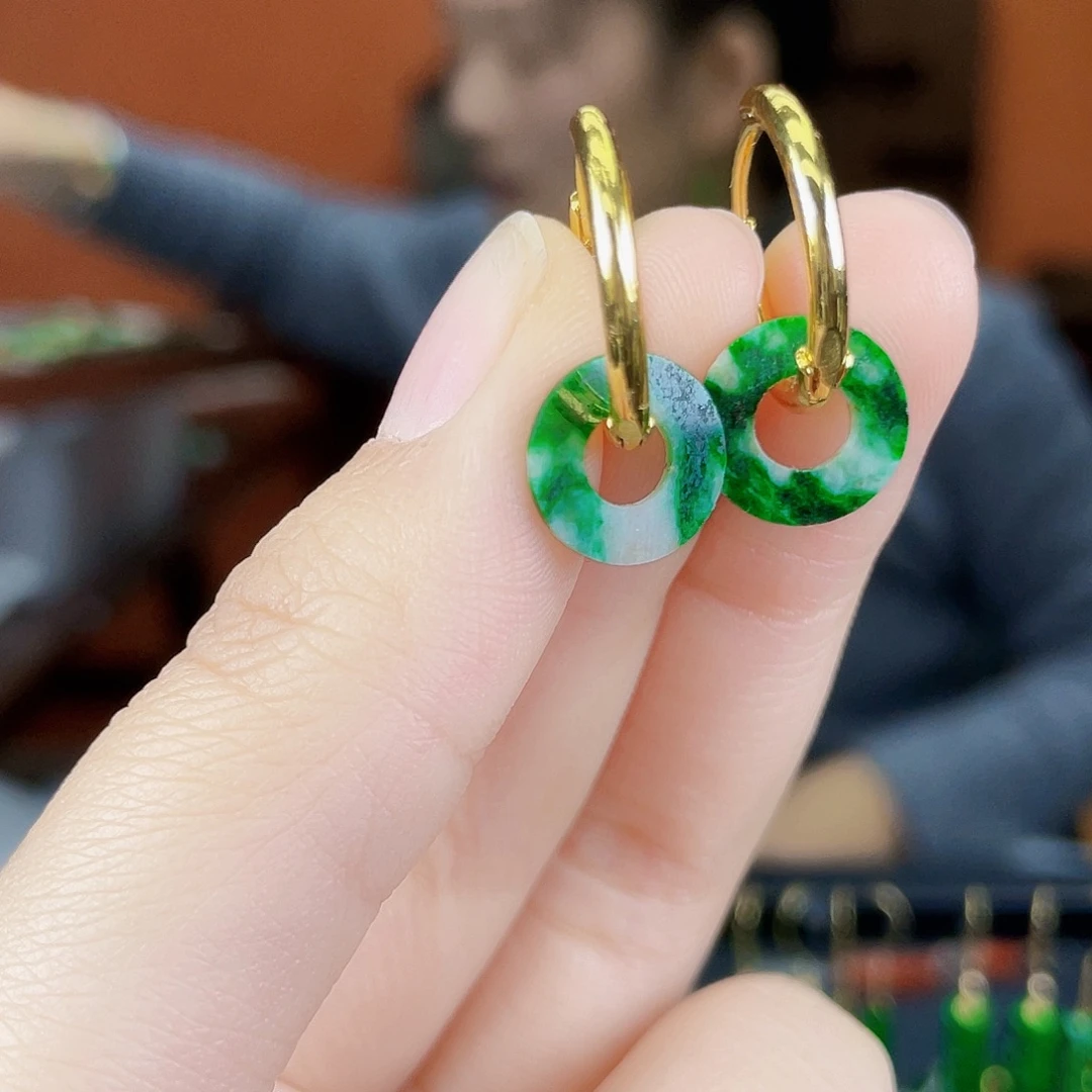 翡翠未镶嵌耳饰饰品