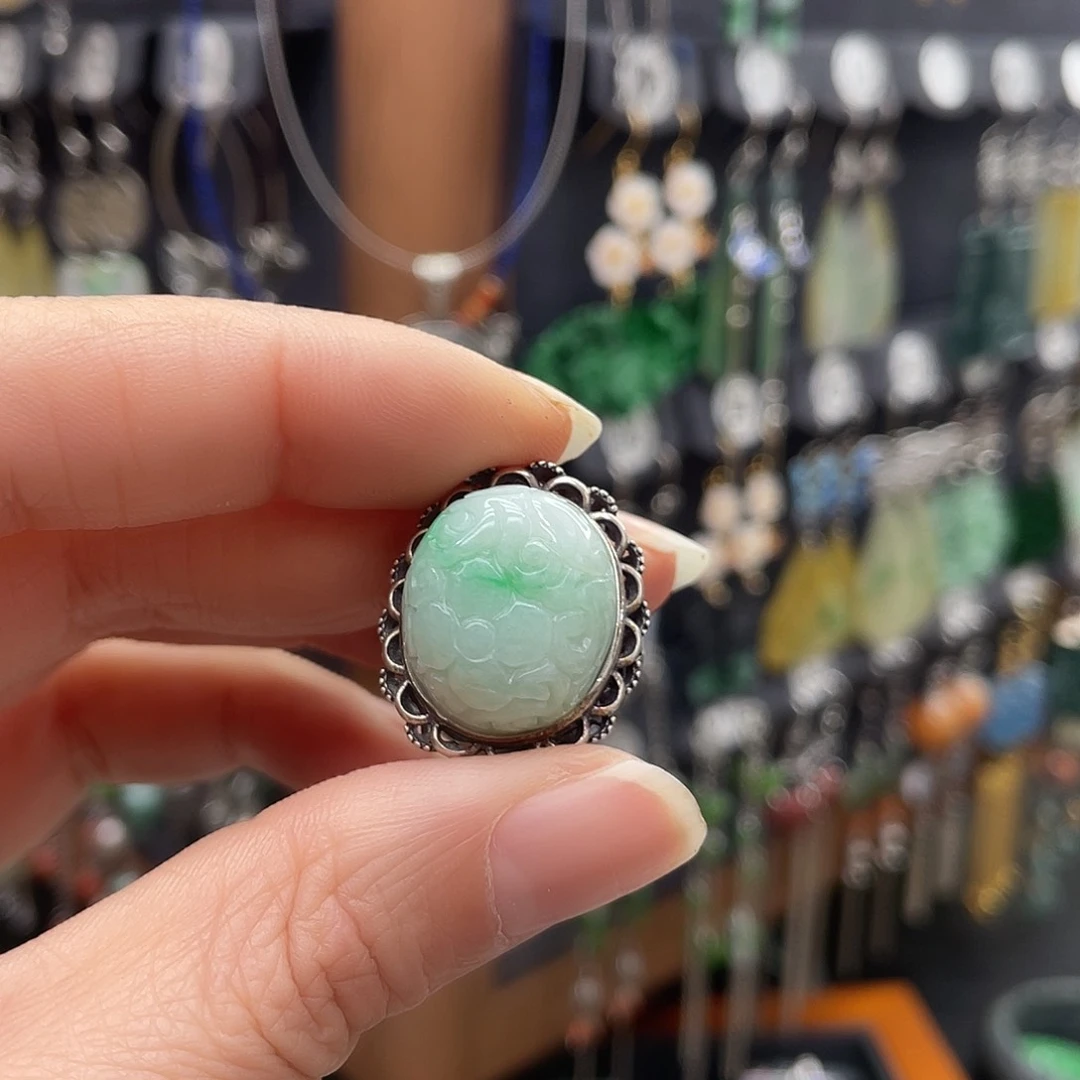 翡翠耳饰银S925镶嵌海*027fhjjhhh