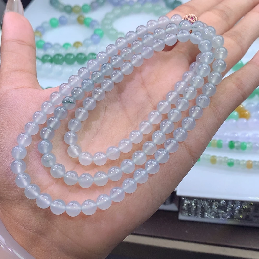 翡翠未镶嵌手链20号 冰种晴水飘花项链