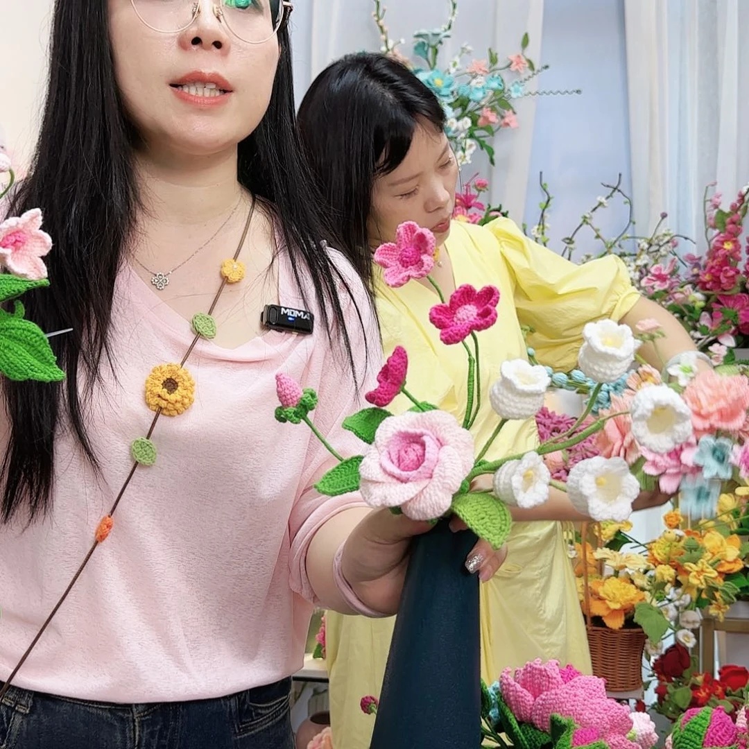 莱赛尔纤维棉手工钩织花束