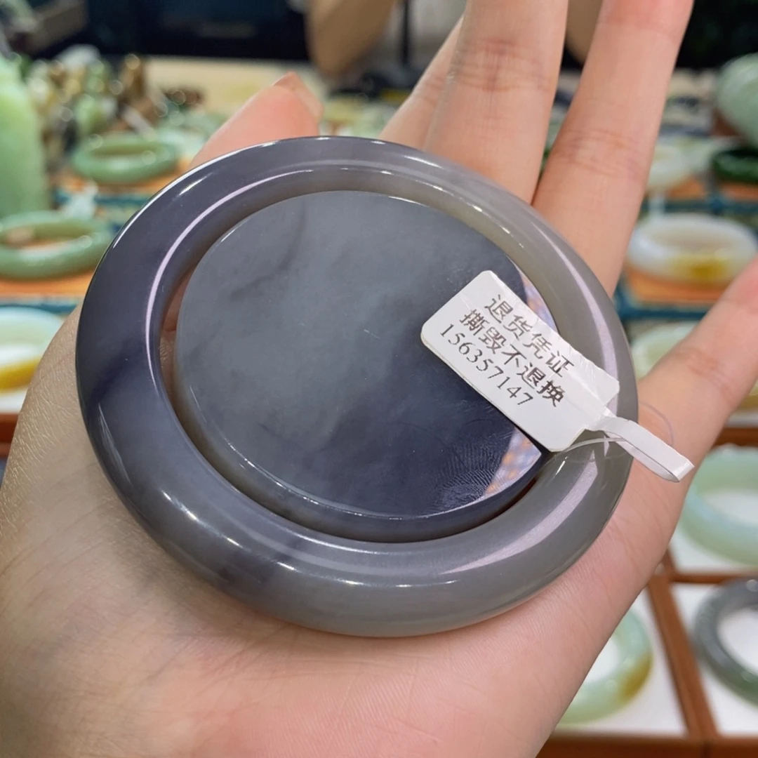 未镶嵌手镯和田玉青海意境烟紫套镯55/56