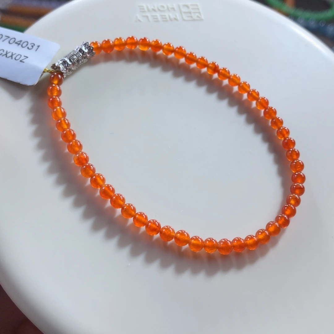 翡翠未镶嵌手链本命年红•天然无烧色高冰红翡小米手链卡3.3