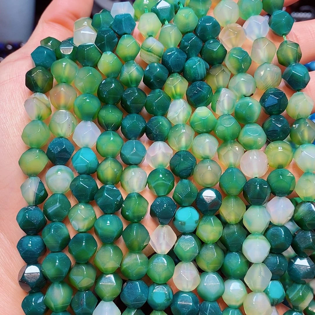 玛瑙/玉髓未镶嵌珠宝半成品10mm苹果绿玛瑙一条