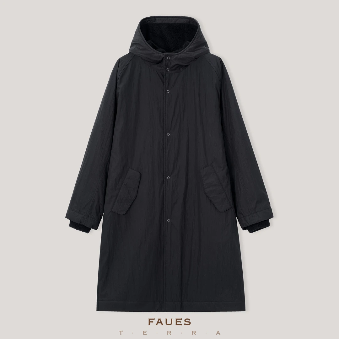 FAUES 艺术家的家 轻便羊毛内毡90白鹅绒袖三防显瘦阔版连帽外套