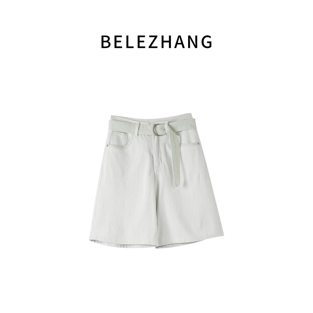 BELE ZHANG【360°完美弹双纱短裤】韩系休闲牛仔短裤-0963