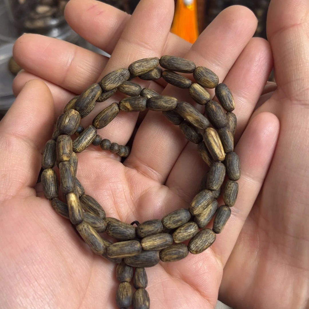 沉香手串金沙叶沉水树心油小米珠