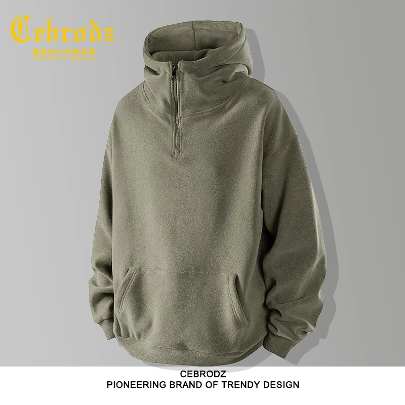 法国Cebrodz秋冬男套头透气百搭卫衣拉链设计连帽常规款拉链上衣