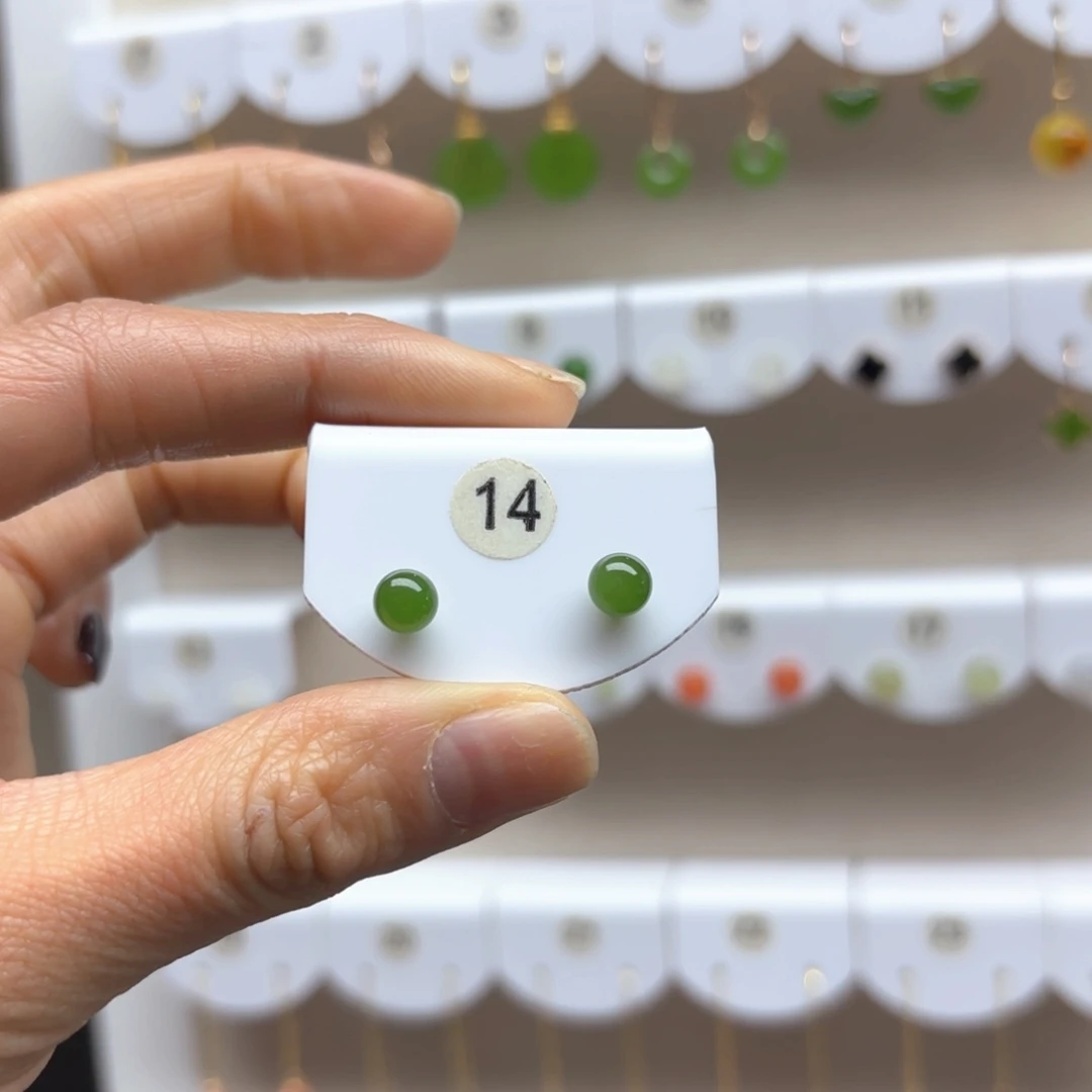 和田玉耳饰18K金镶嵌2