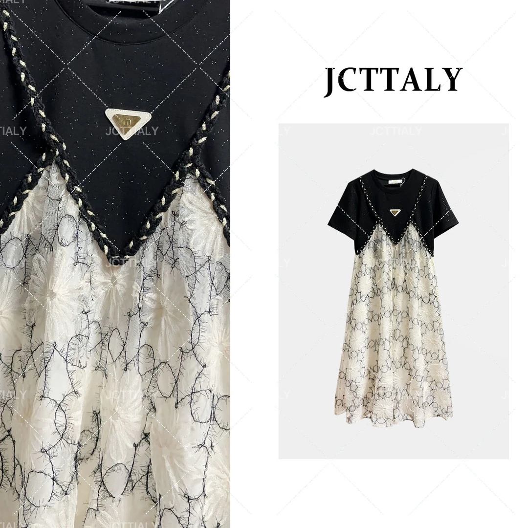 【恬恬】【13】法式蕾丝拼接假两件夏季减龄收腰显瘦碎花裙JC-A3073