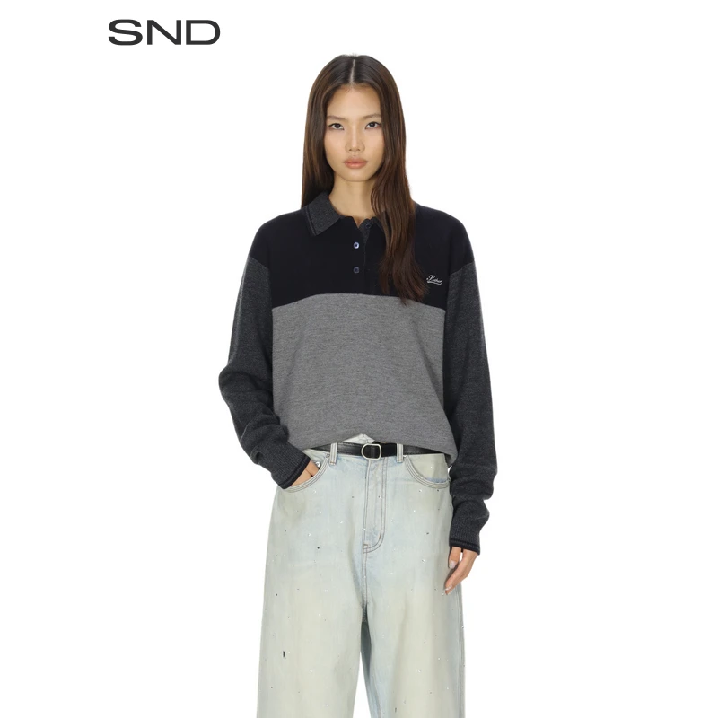 【ETHOR 设计师品牌】SND AW25 拼接poloZZ长袖 女款