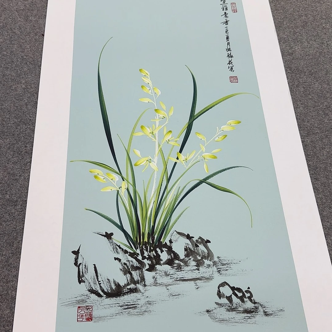国画一笔两色立体兰花