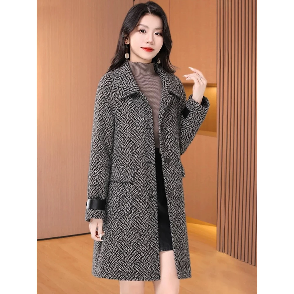 2231 时尚百搭气质秋冬单面呢中袖大衣