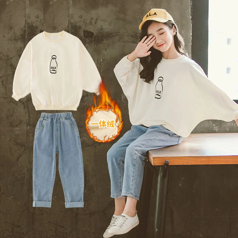 春秋A类女套装牛仔卫衣欧若新中式春日慢人风中性风