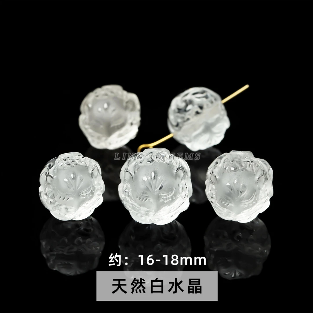 【配件】天然白水晶饰品配件雕刻件狐狸牌