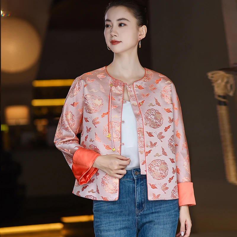 【芸汐】新中式女装2025秋季新款宋锦外套国风唐装百搭显瘦上衣日常
