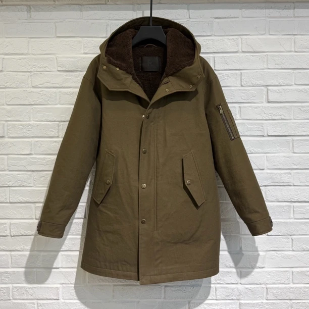FEEL HOMME 2025冬季男士皮毛一体内里棕色派克外套