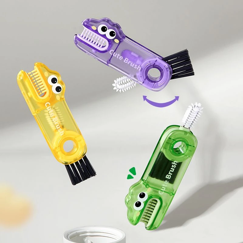 多功能杯盖刷清洁刷缝隙刷三合一杯口刷保温水杯刷吸管刷清洗神器