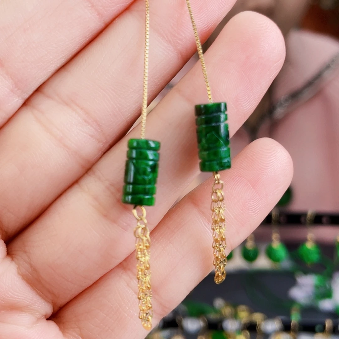 翡翠银S925镶嵌耳饰