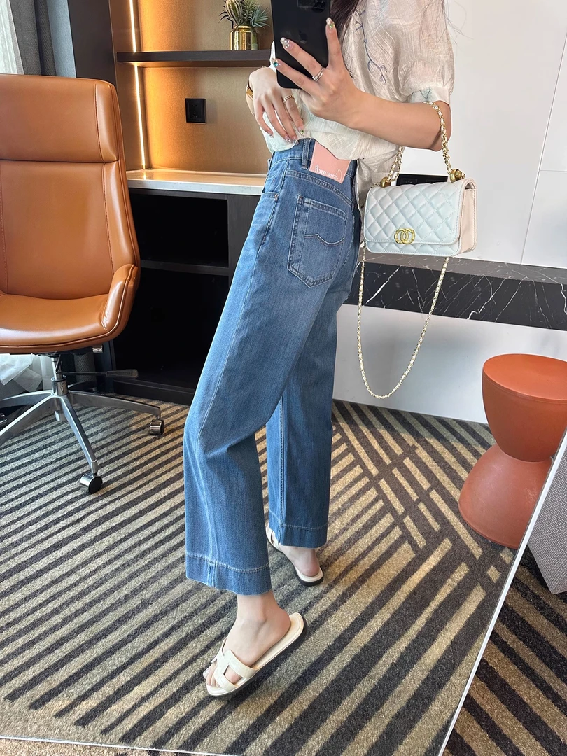 空调神裤！小个子窄版阔腿牛仔裤女夏新款宽松显瘦九分直筒奶奶裤